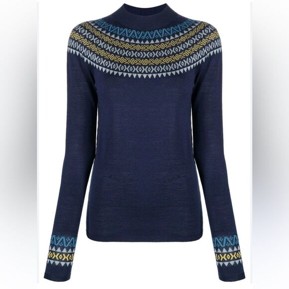 Sweaty Betty Fair-isle stretch merino-wool base layer top NWT - Picture 1 of 3